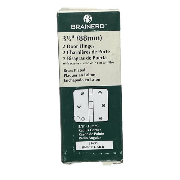 Brainerd 3-1/2” (88mm) Door Utility Hinges with Screws 2 Pack Brass Plated {25} - Picture 1 of 13